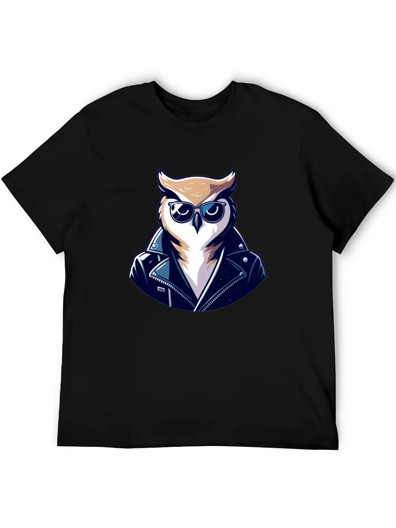 Rebbecca Cool Owl Biker T-Shirt - Black Cotton Tee