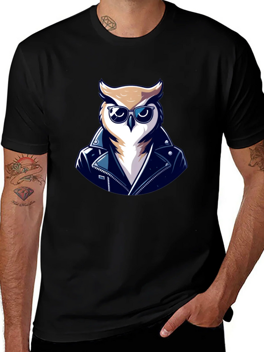 Rebbecca Cool Owl Biker T-Shirt - Black Cotton Tee