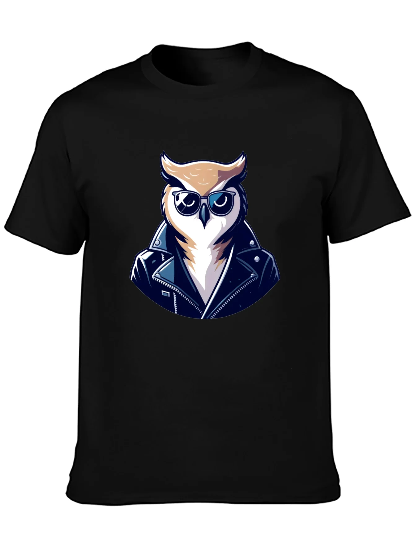 Rebbecca Cool Owl Biker T-Shirt - Black Cotton Tee