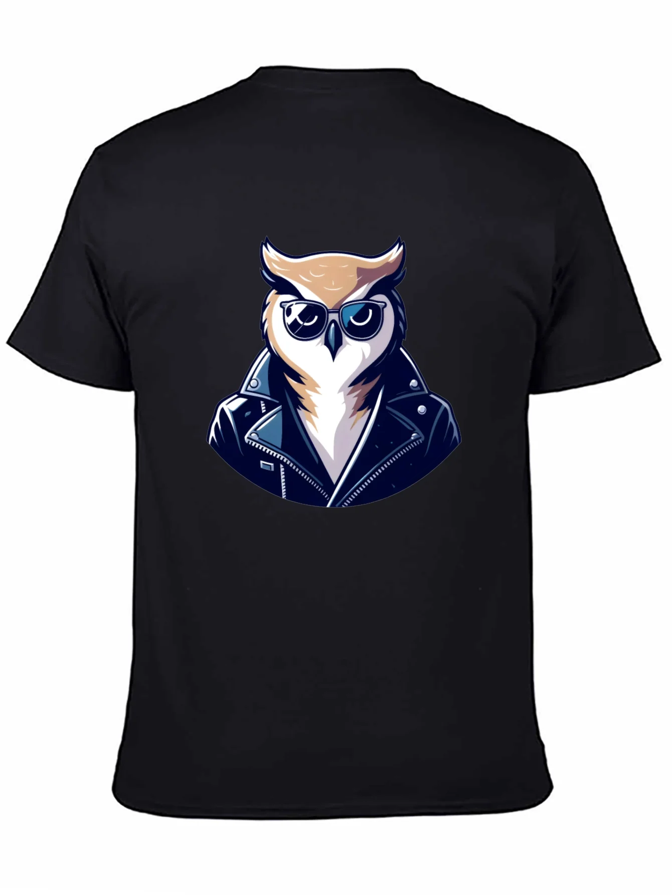 Rebbecca Cool Owl Biker T-Shirt - Black Cotton Tee