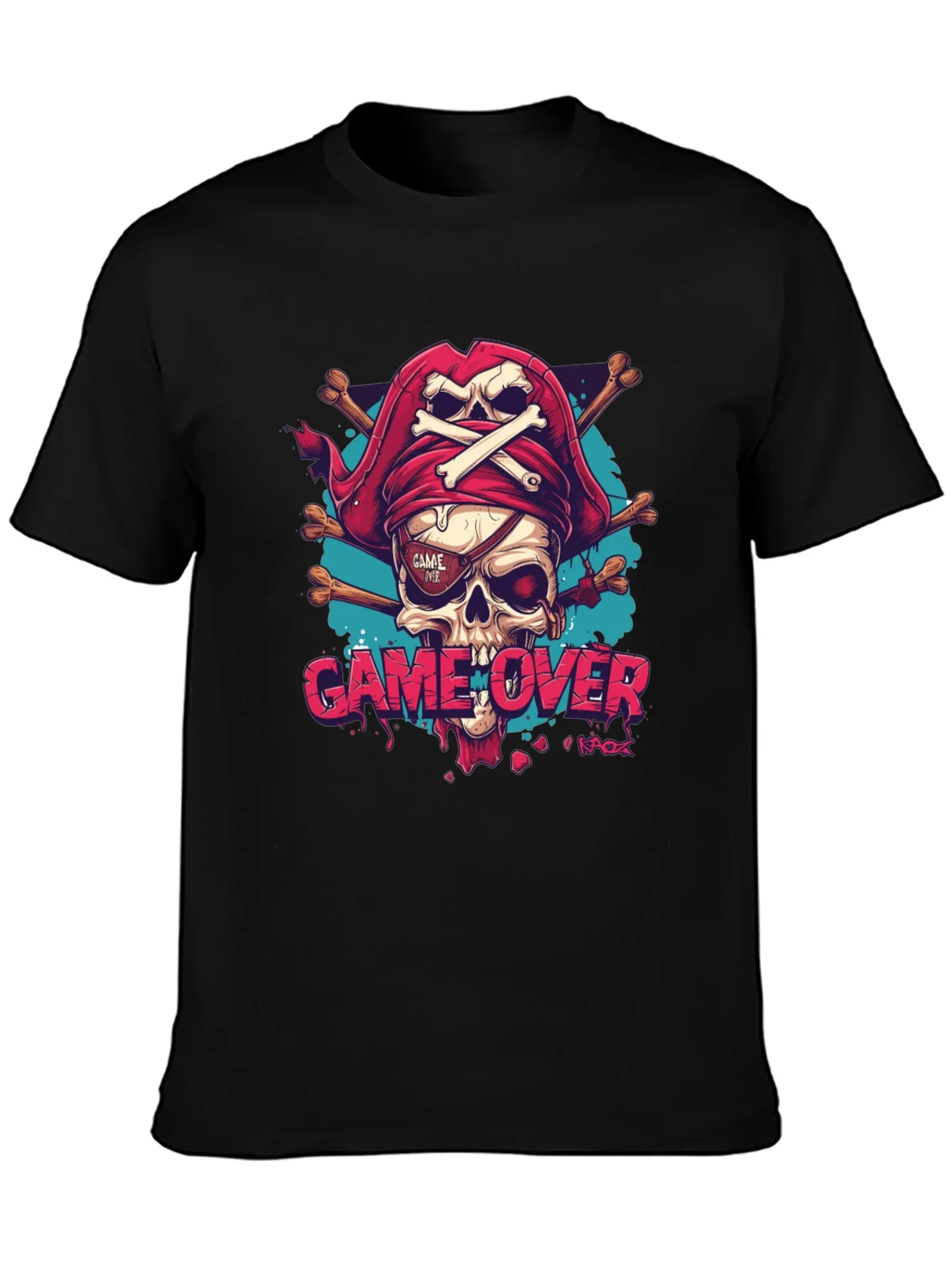 Rebbecca Game Over Pirate Skull Graphic Tee - Black