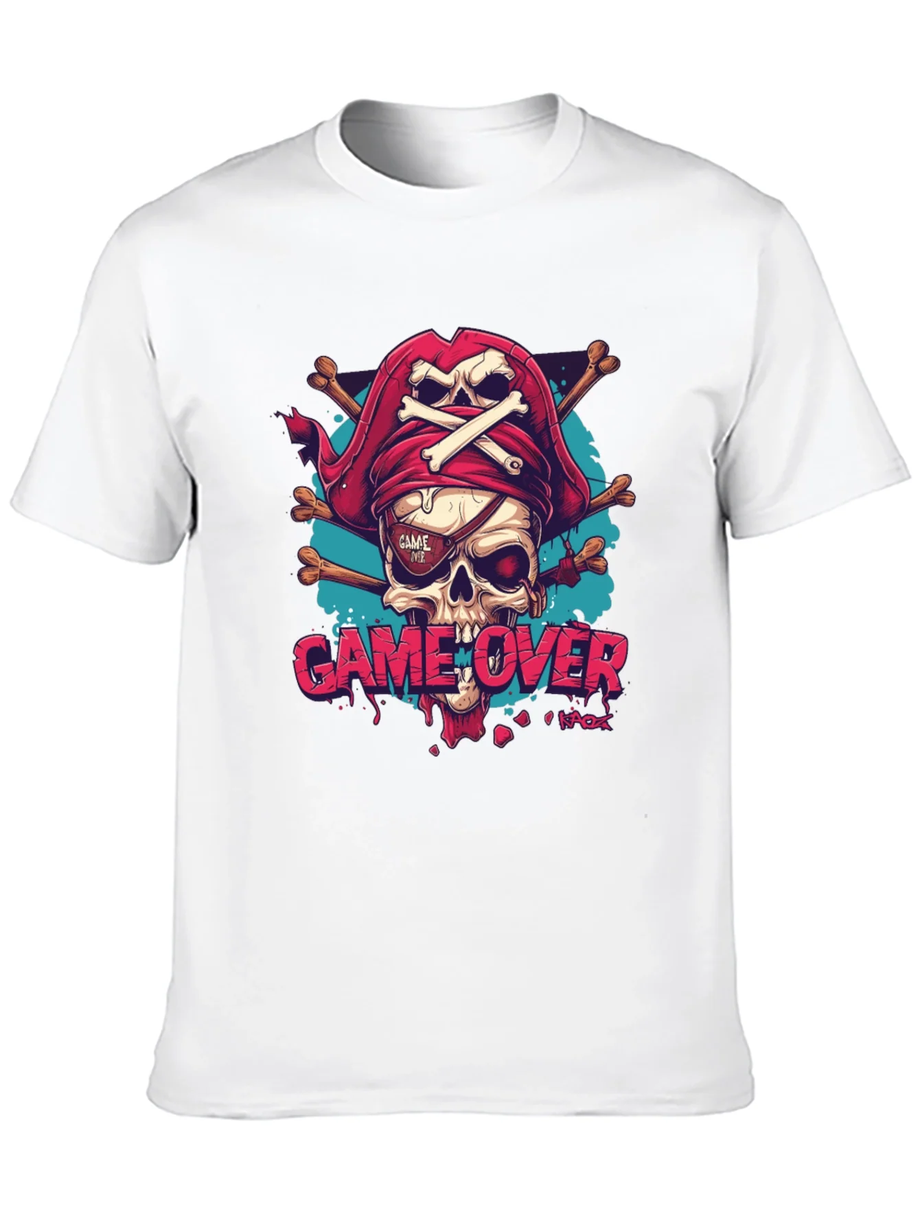 Rebbecca Game Over Pirate Skull Graphic Tee - Black