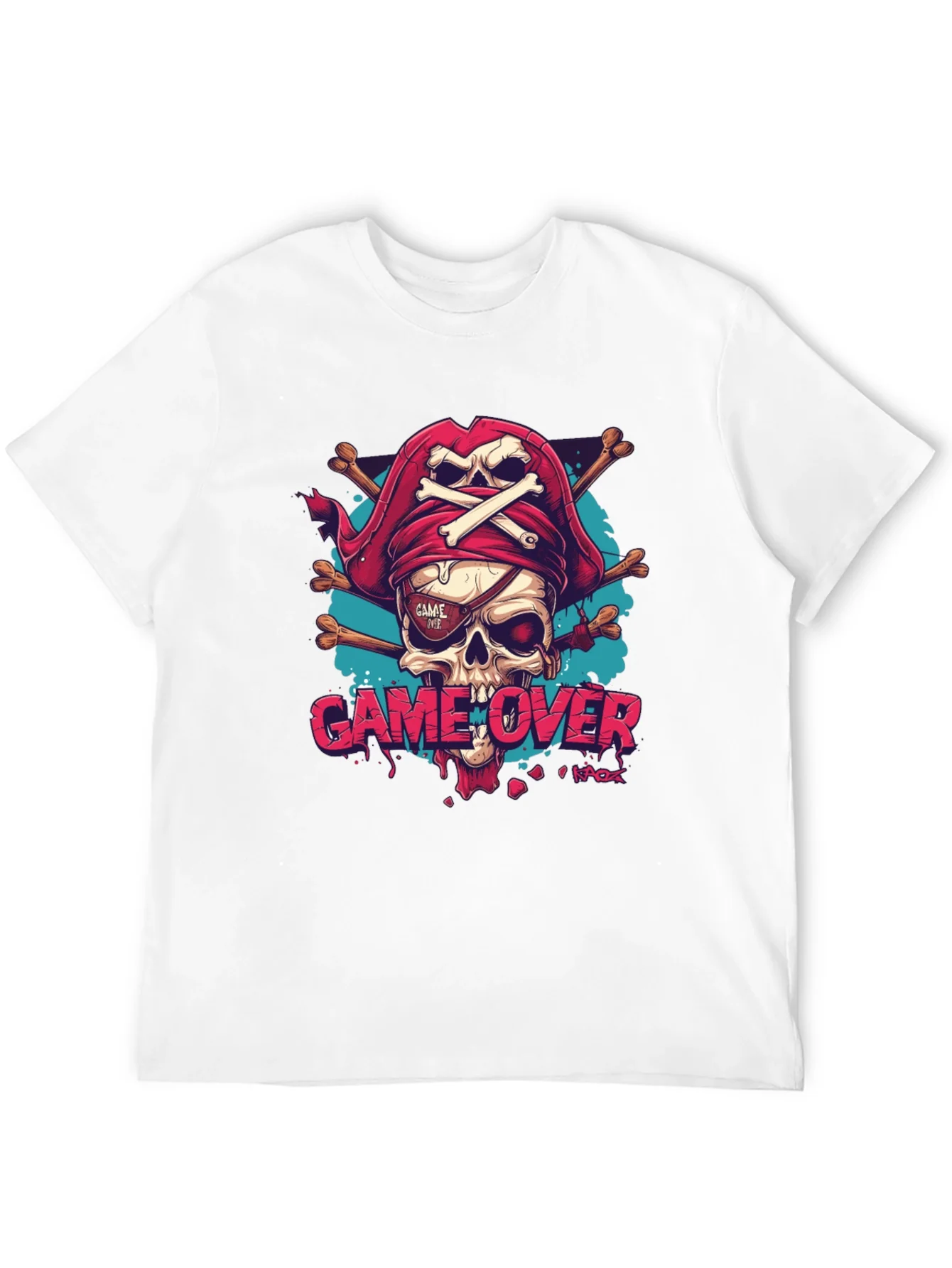 Rebbecca Game Over Pirate Skull Graphic Tee - Black