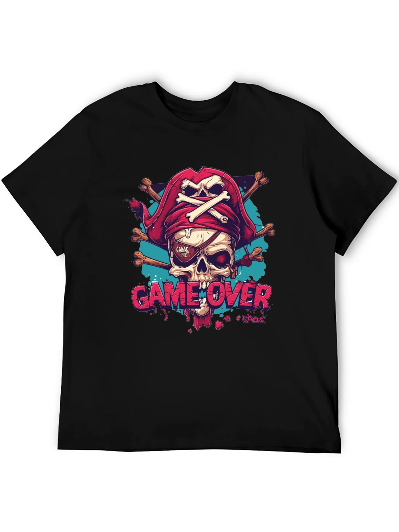 Rebbecca Game Over Pirate Skull Graphic Tee - Black