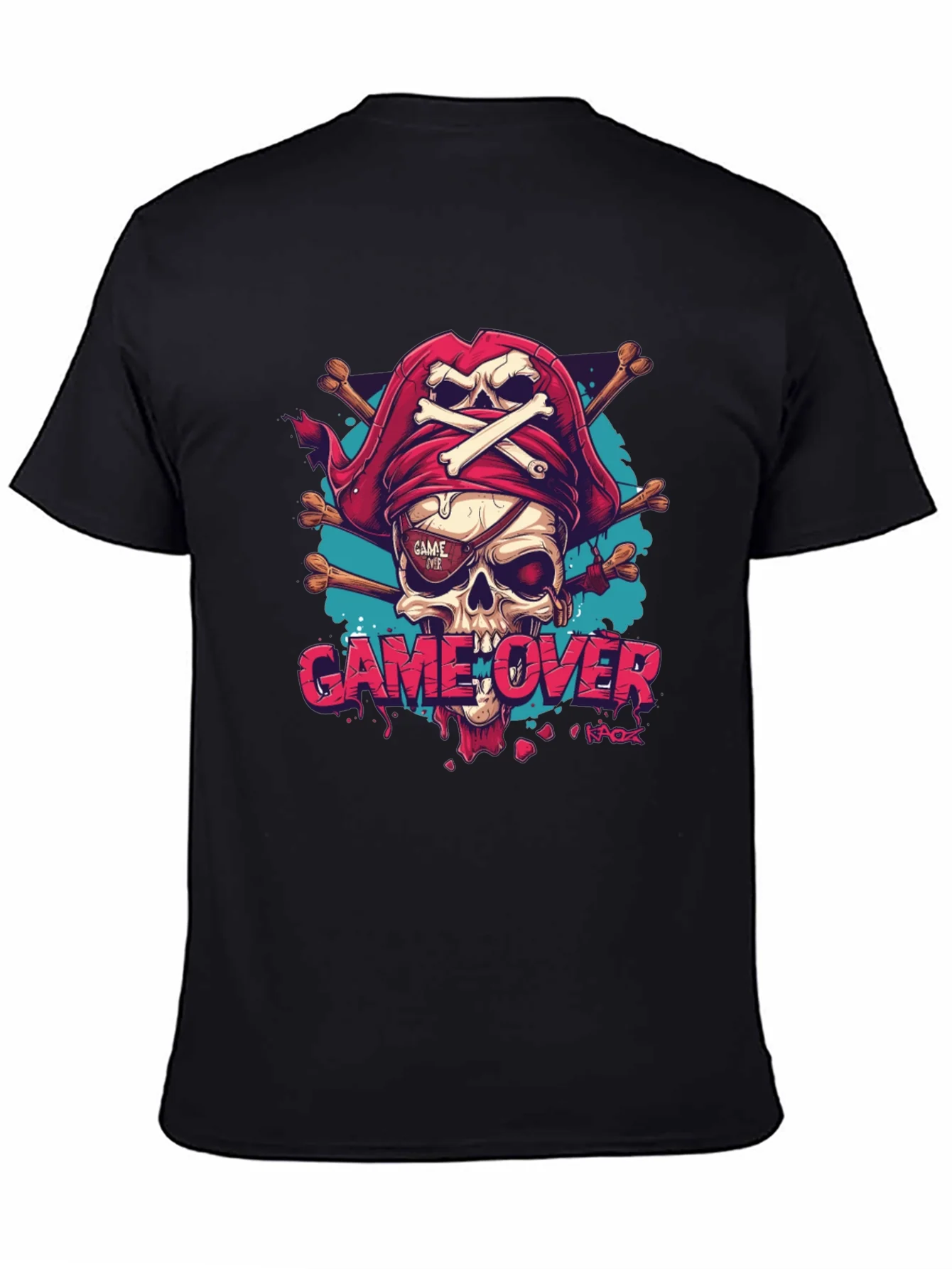 Rebbecca Game Over Pirate Skull Graphic Tee - Black
