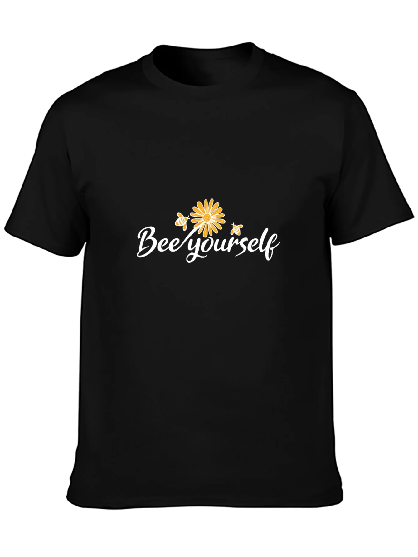 Camiseta Negra Bee Yourself con Dise?o Floral