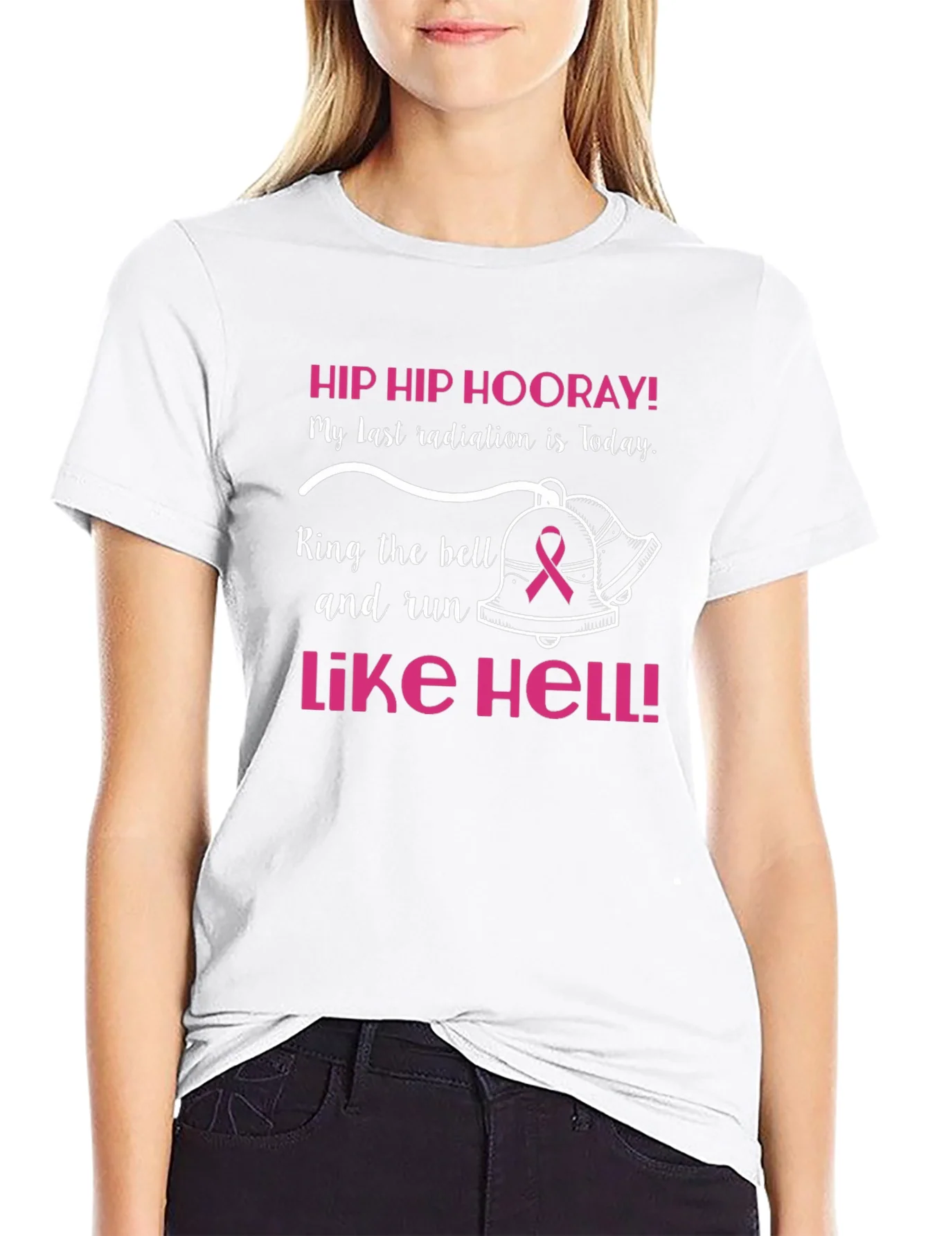 Camiseta Negra Hip Hip Hooray C¨¢ncer de Mama