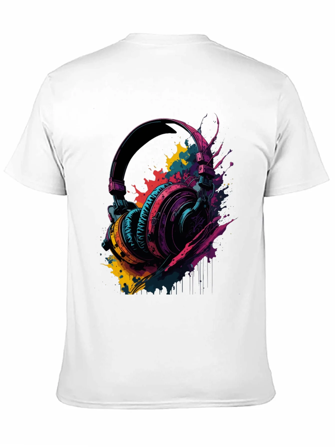 Rebbecca Vibrant Headphones Graphic Tee - Music Lovers T-Shirt