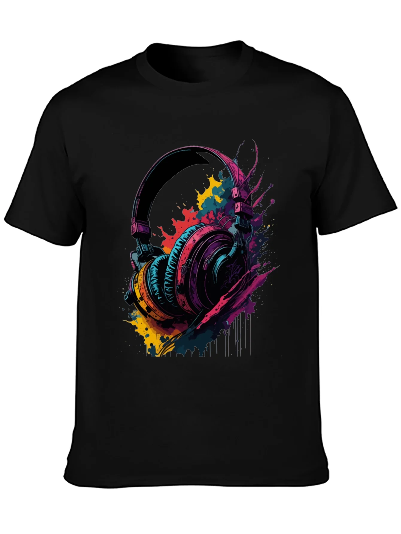 Rebbecca Vibrant Headphones Graphic Tee - Music Lovers T-Shirt