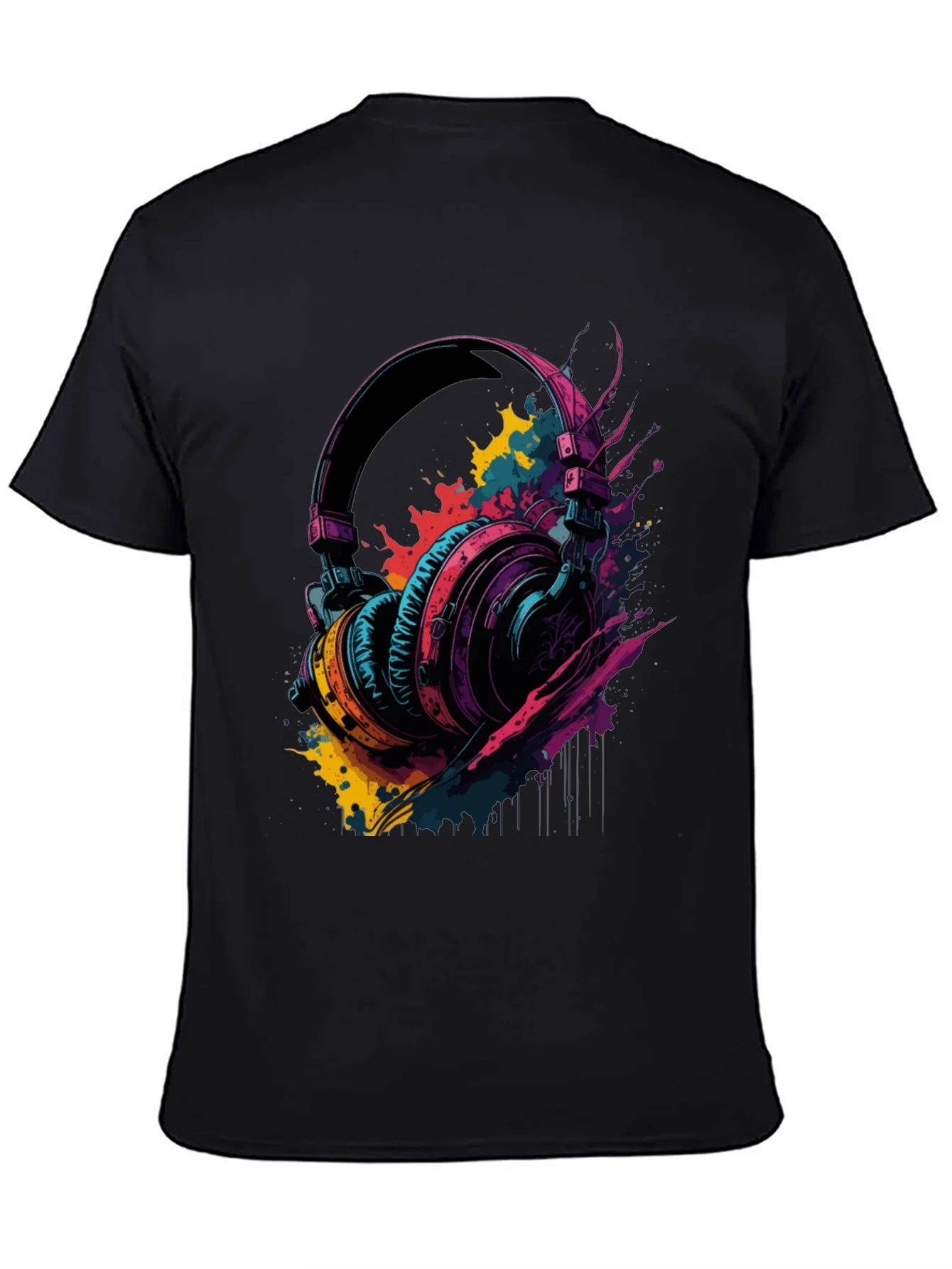 Rebbecca Vibrant Headphones Graphic Tee - Music Lovers T-Shirt