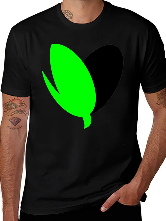 Camiseta Negra con Dise?o Abstracto Verde y Negro