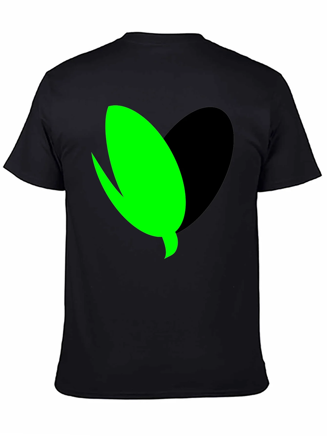 Camiseta Negra con Dise?o Abstracto Verde y Negro