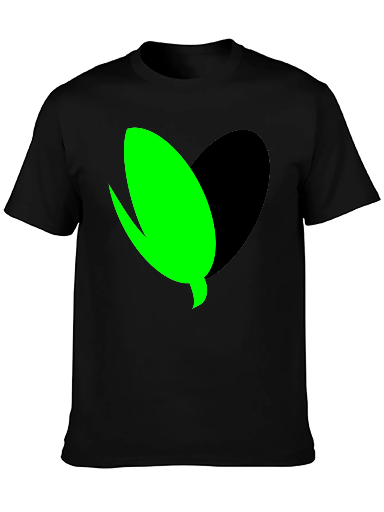 Camiseta Negra con Dise?o Abstracto Verde y Negro