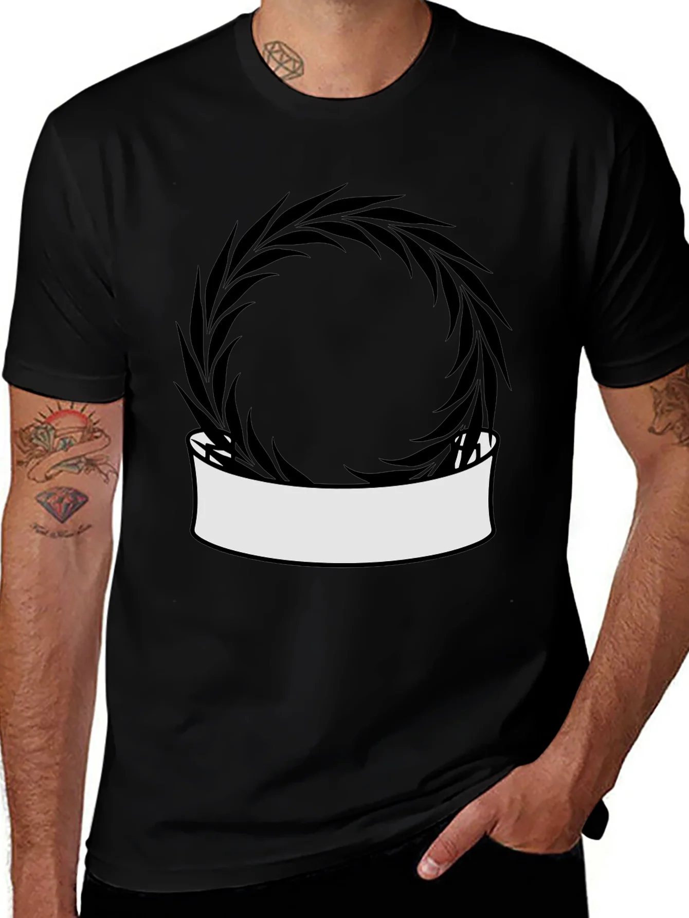 Rebbecca Modern Black T-Shirt with Wreath Graphic