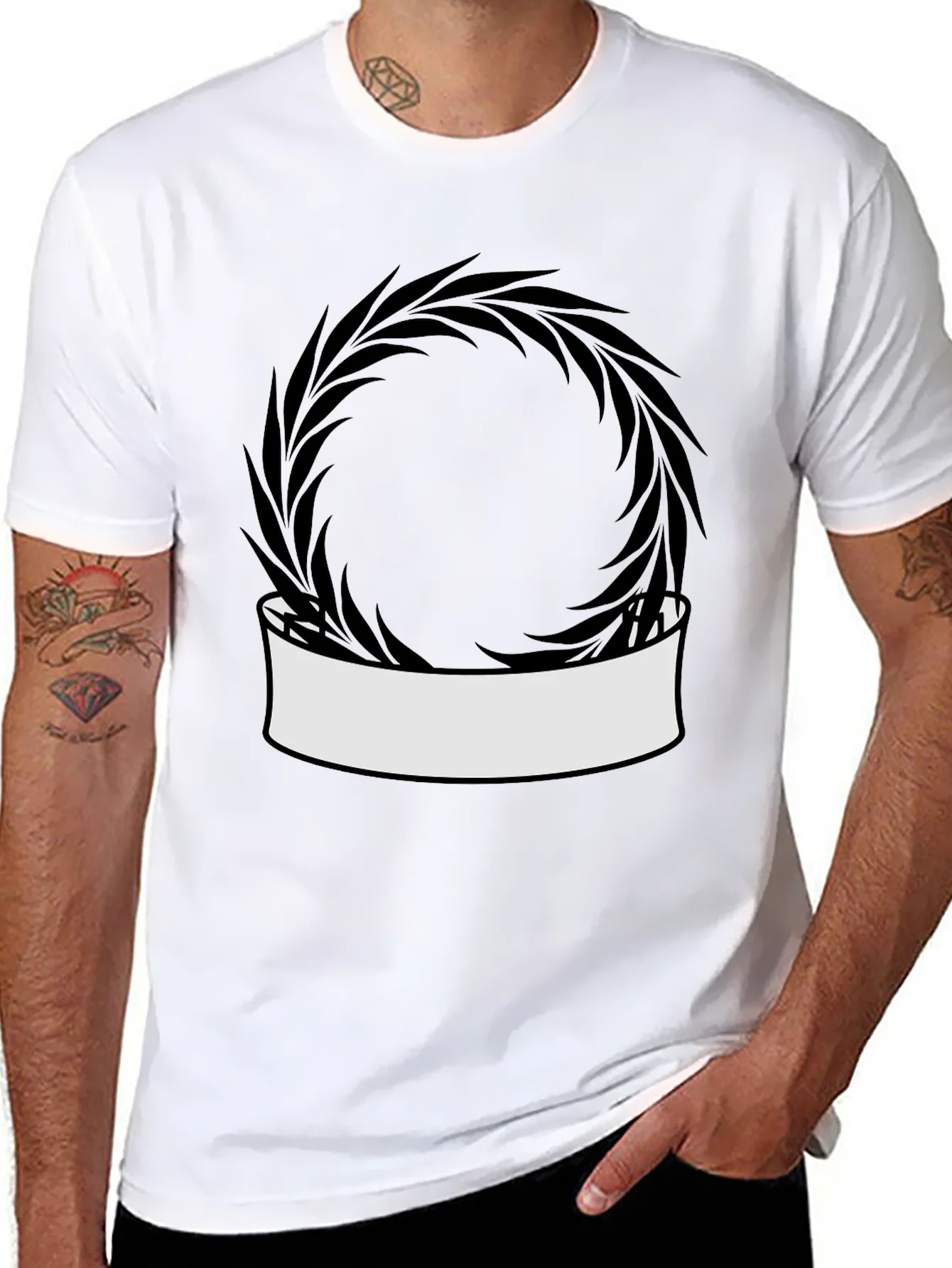 Rebbecca Modern Black T-Shirt with Wreath Graphic