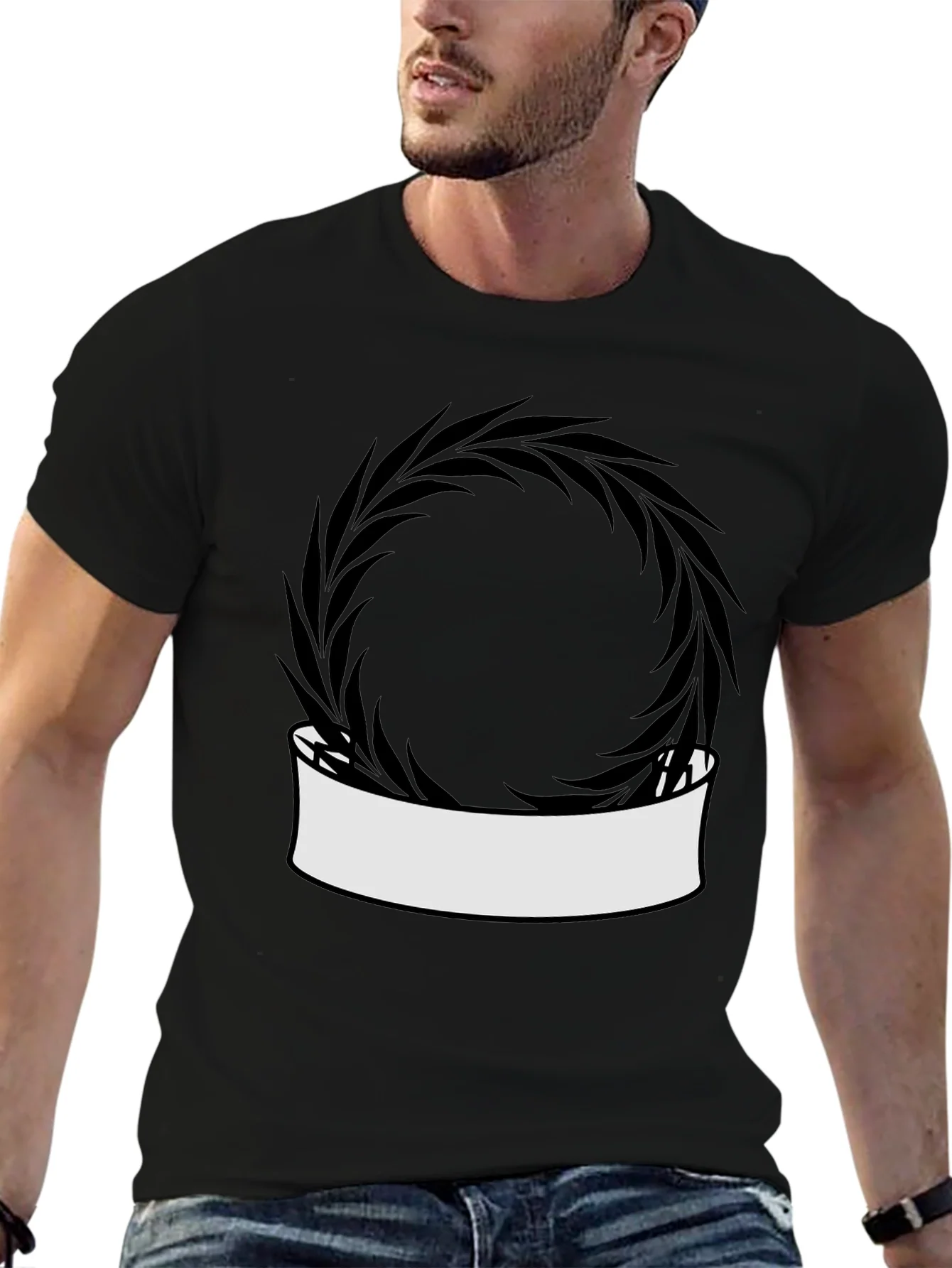 Rebbecca Modern Black T-Shirt with Wreath Graphic