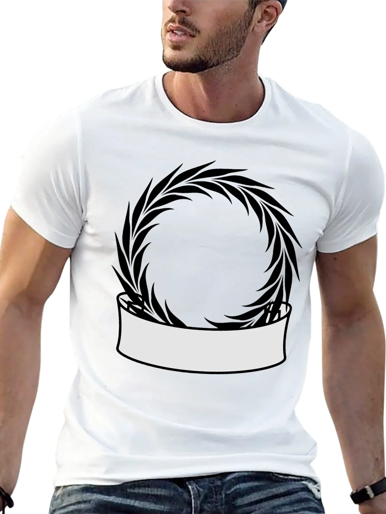 Rebbecca Modern Black T-Shirt with Wreath Graphic