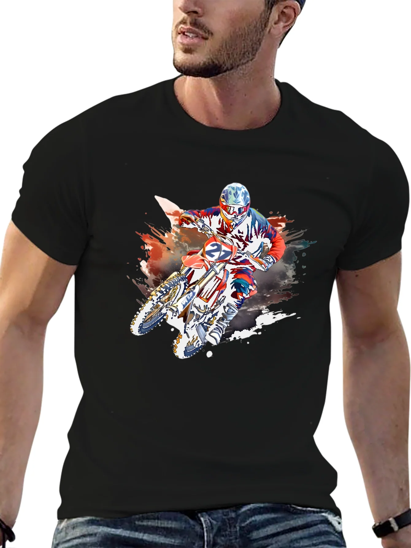 Rebbecca Motocross Rider Graphic Black T-Shirt