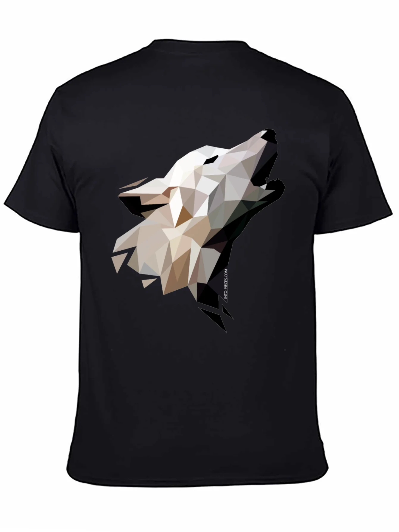 Camiseta Negra Lobo Geom¨¦trico Hombre Dise?o Moderno