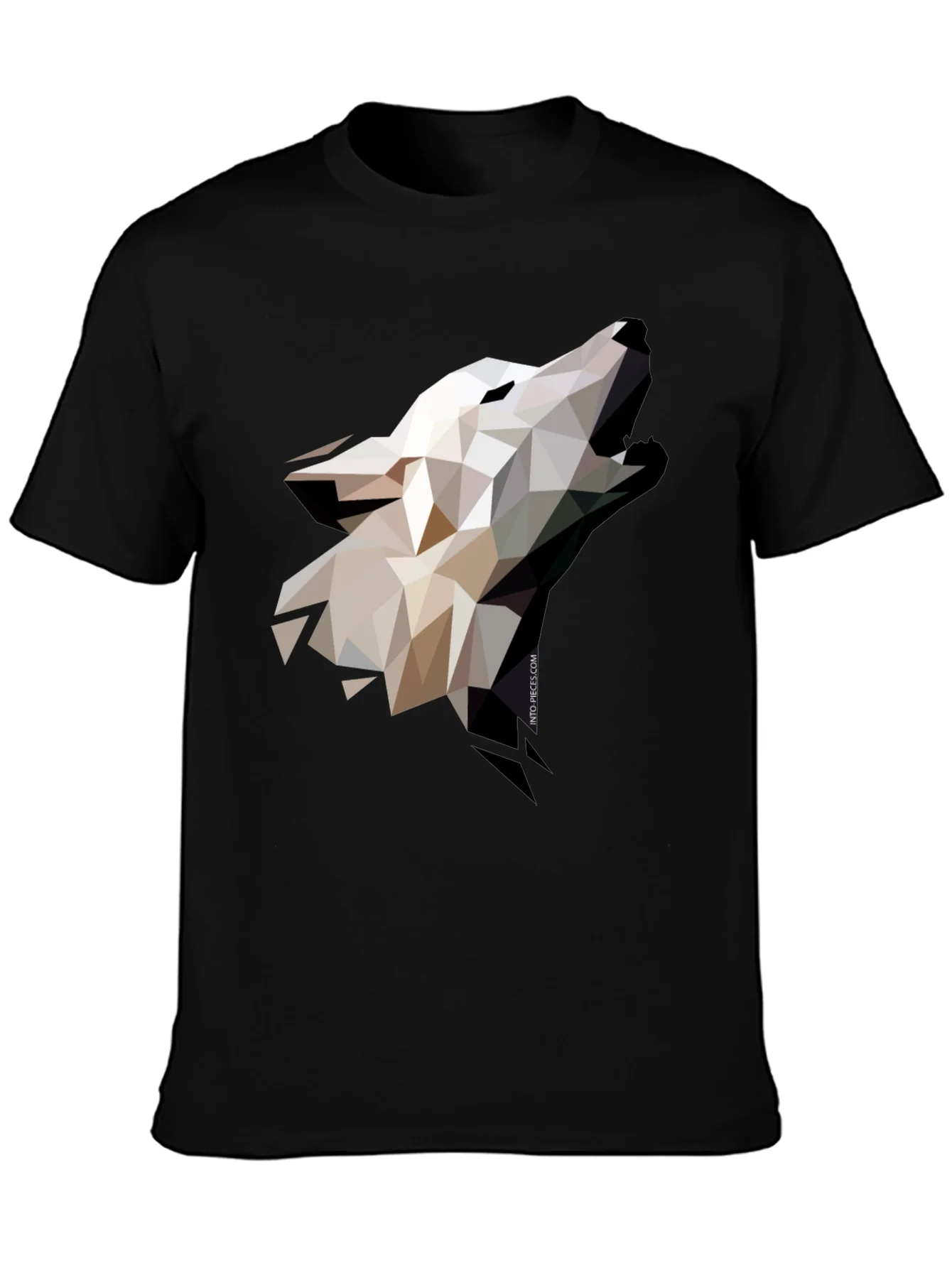 Camiseta Negra Lobo Geom¨¦trico Hombre Dise?o Moderno