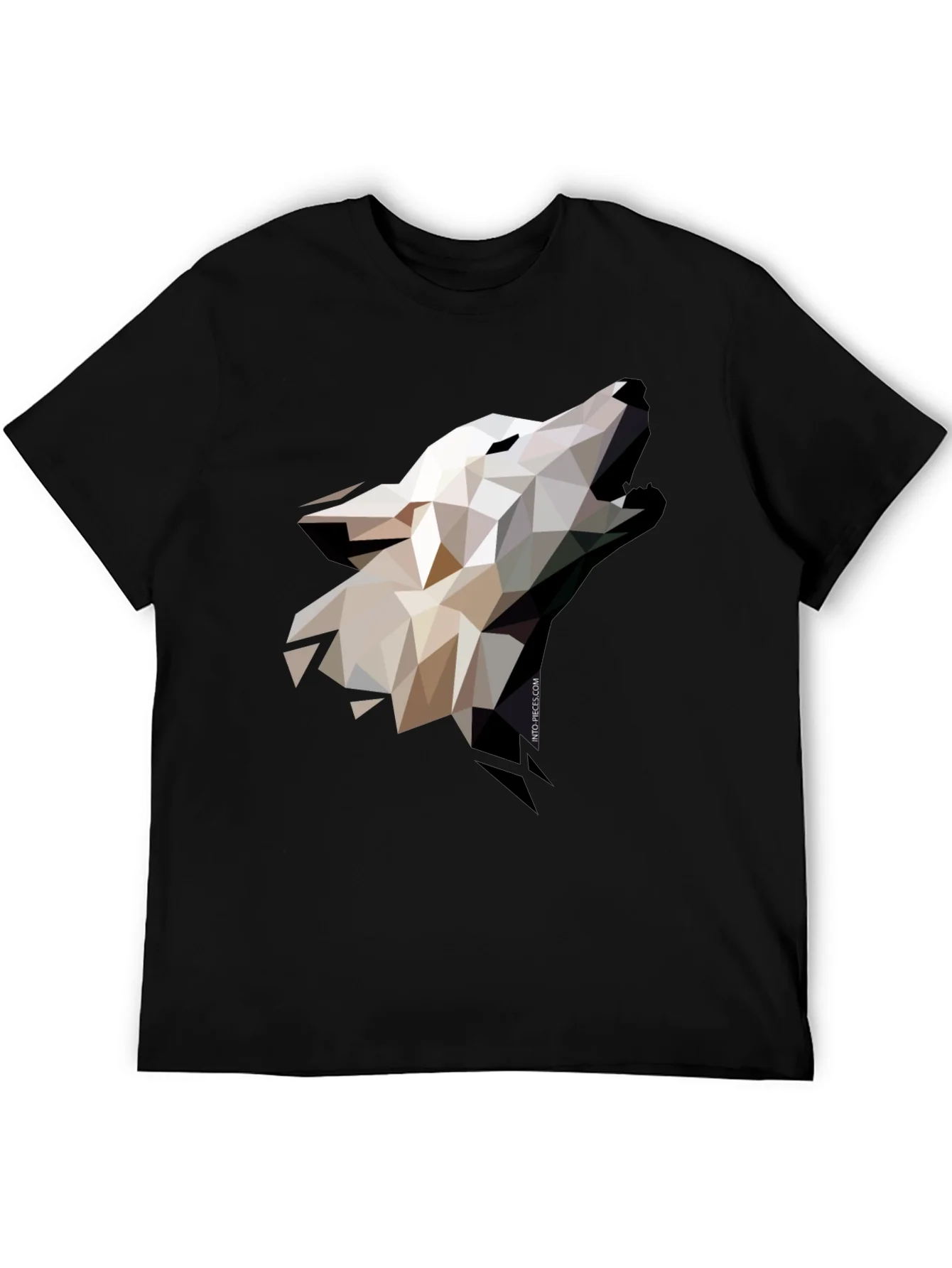 Camiseta Negra Lobo Geom¨¦trico Hombre Dise?o Moderno