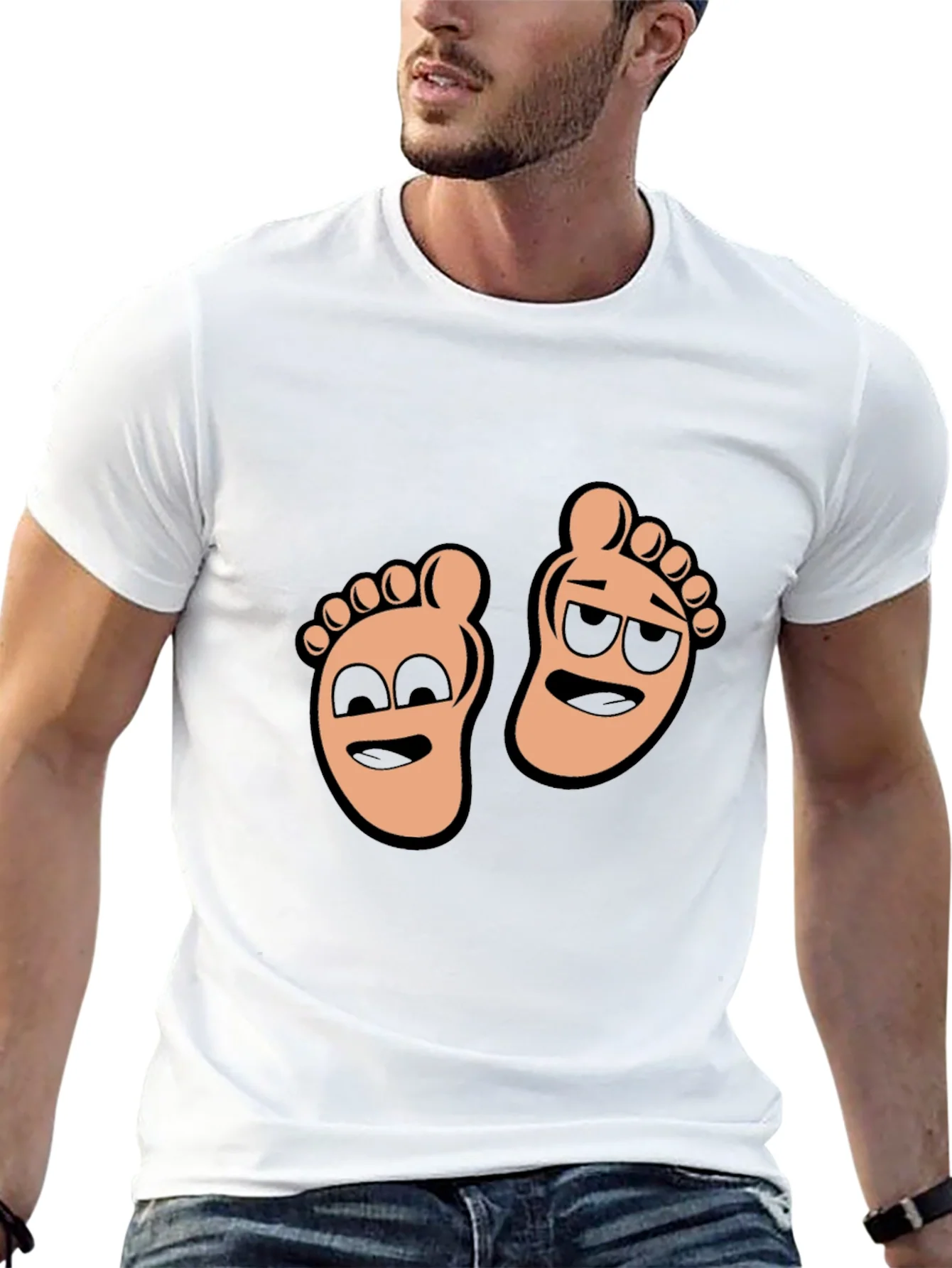 Rebbecca Cartoon Feet Graphic T-Shirt - Black