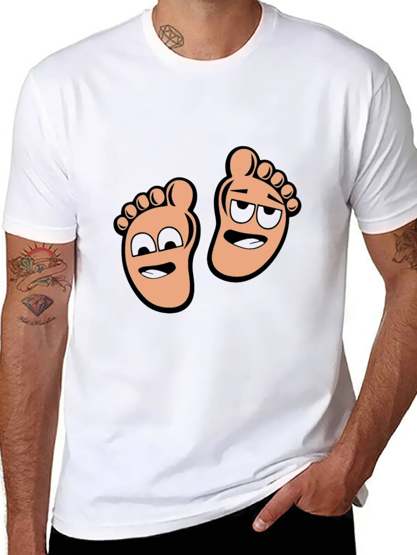 Rebbecca Cartoon Feet Graphic T-Shirt - Black