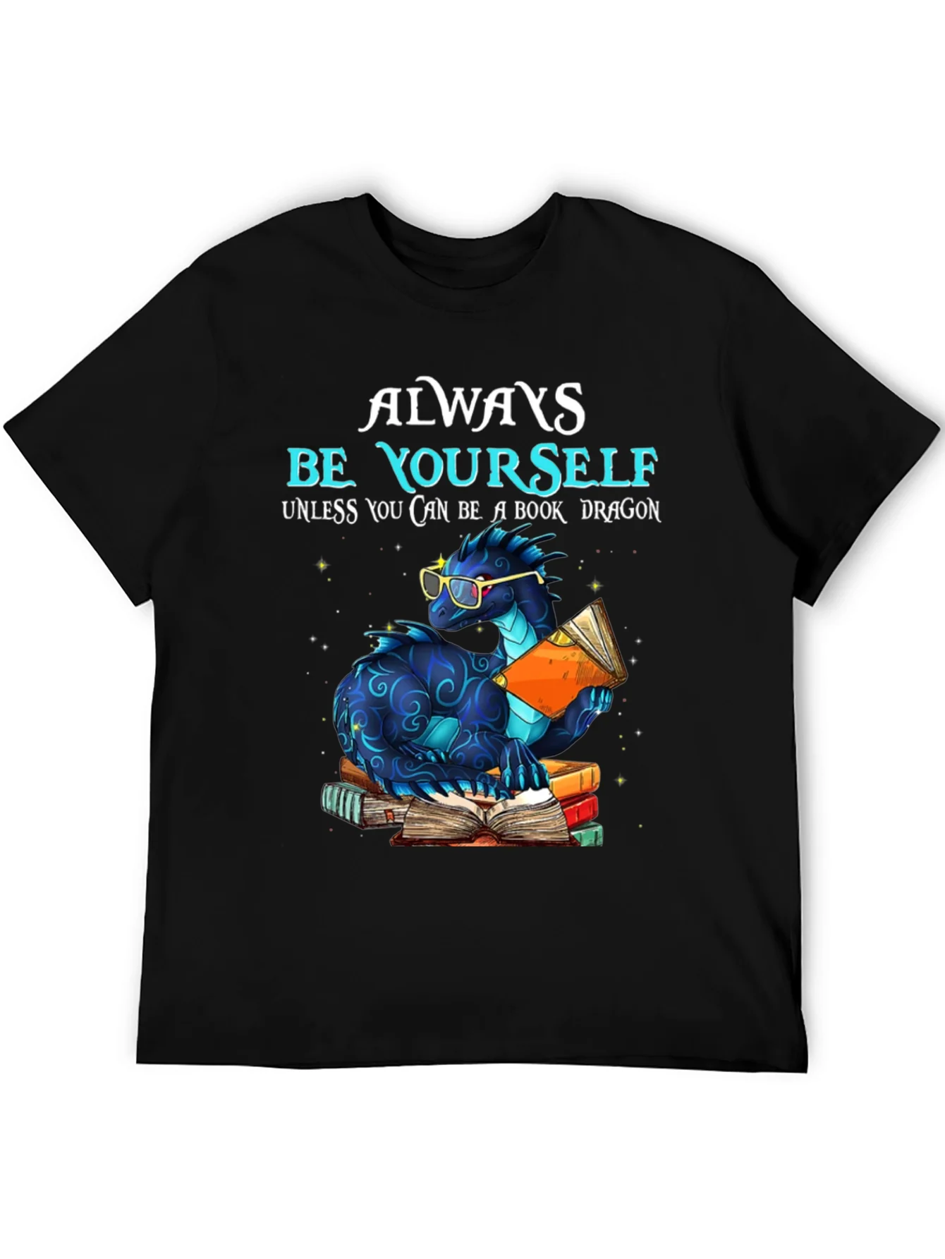 Camiseta Negra con Dise?o de Drag¨®n Lector