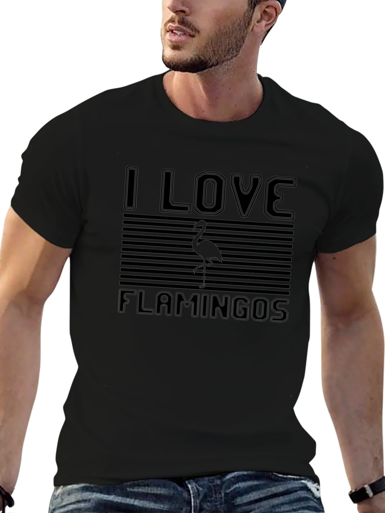 Camiseta Negra: Amo los Flamencos