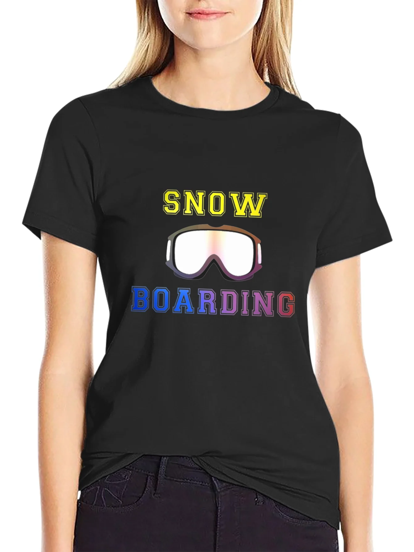 Camiseta Negra Snowboarding Deportes Invierno