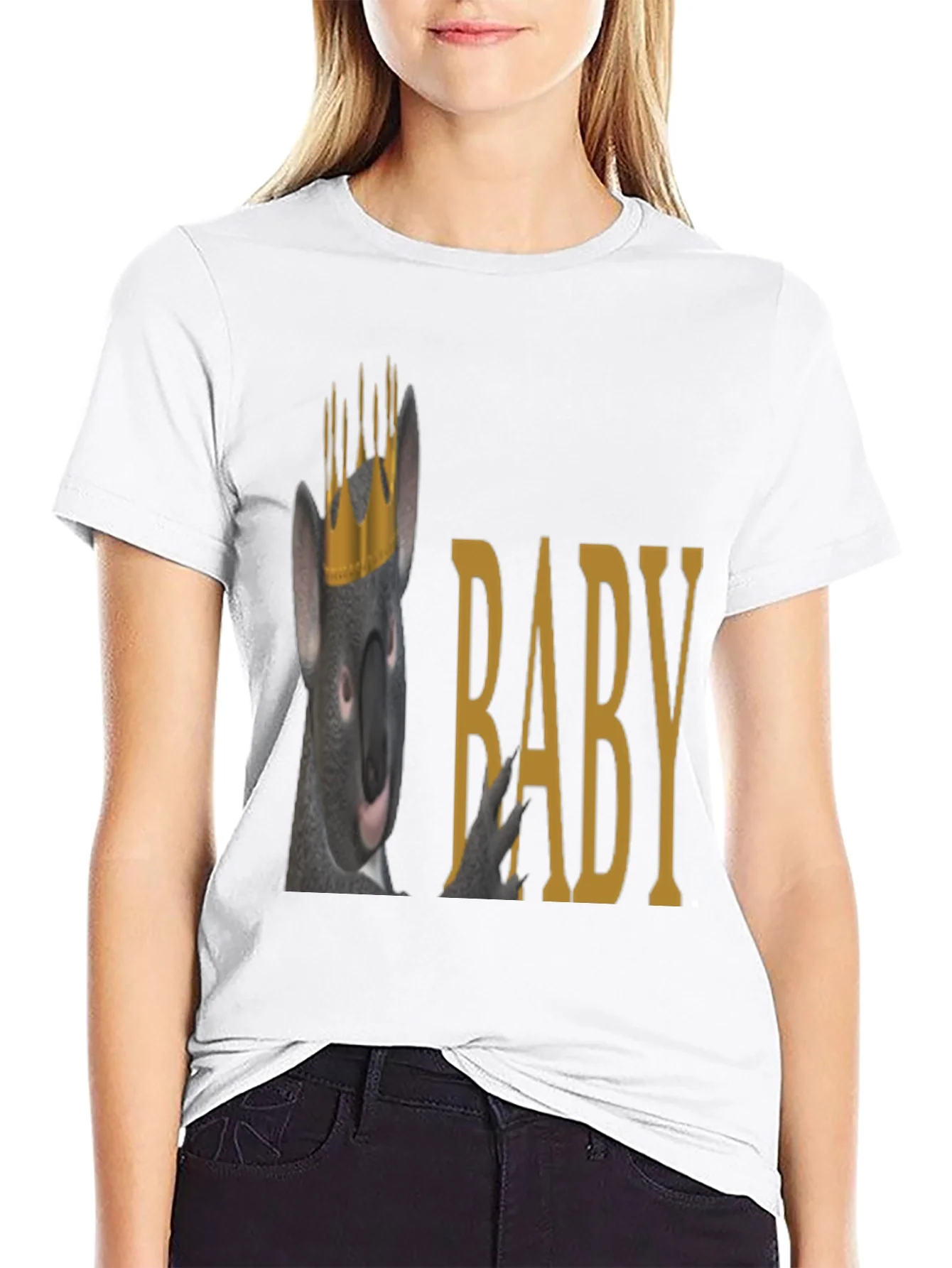 Camiseta Negra con Dise?o Divertido de Rata Rey Beb¨¦