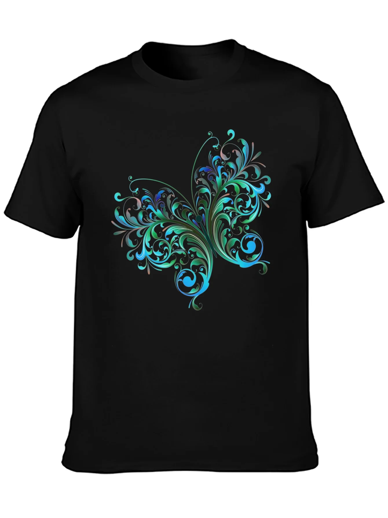 Rebbecca Stylish Black T-Shirt with Floral Butterfly Design