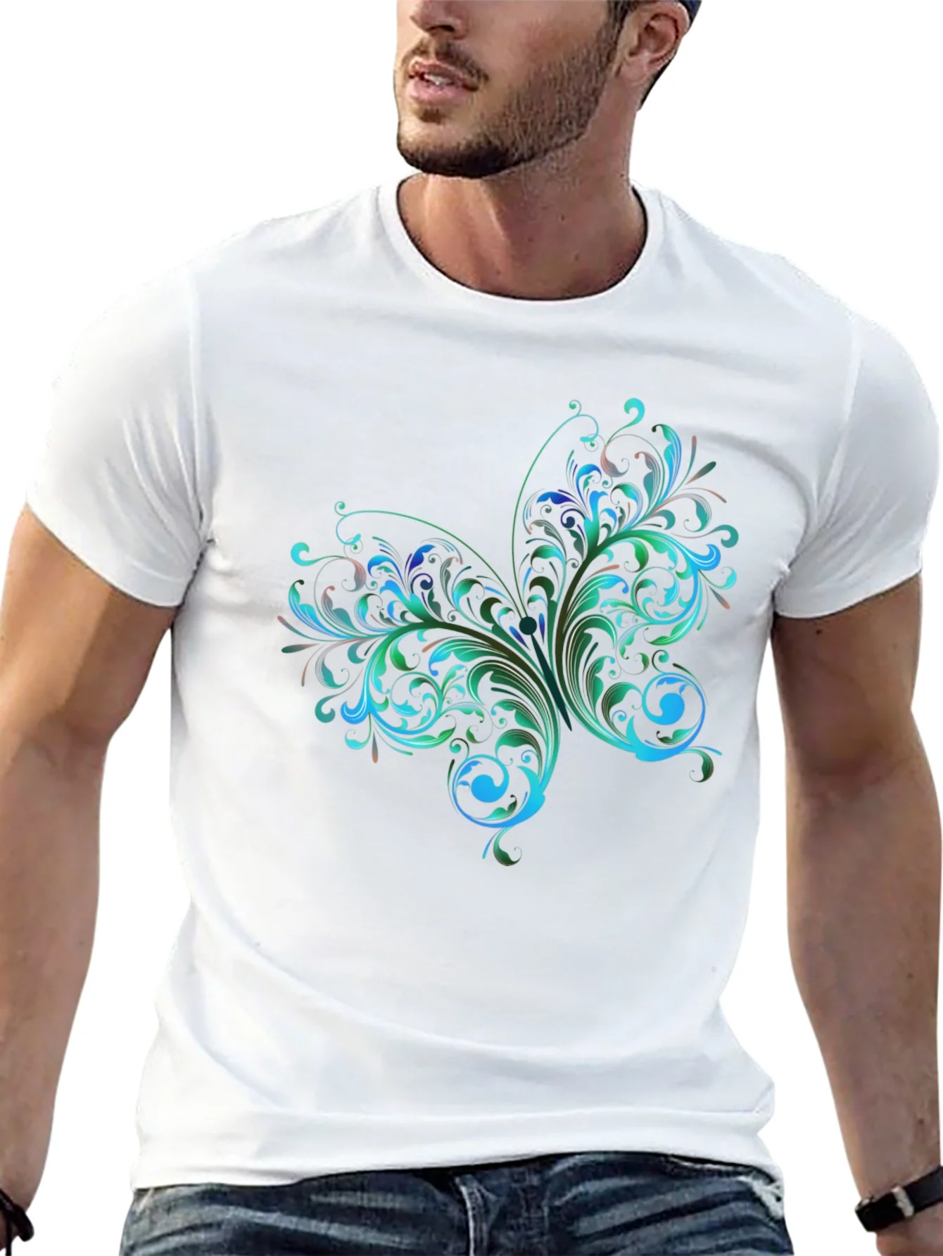Rebbecca Stylish Black T-Shirt with Floral Butterfly Design