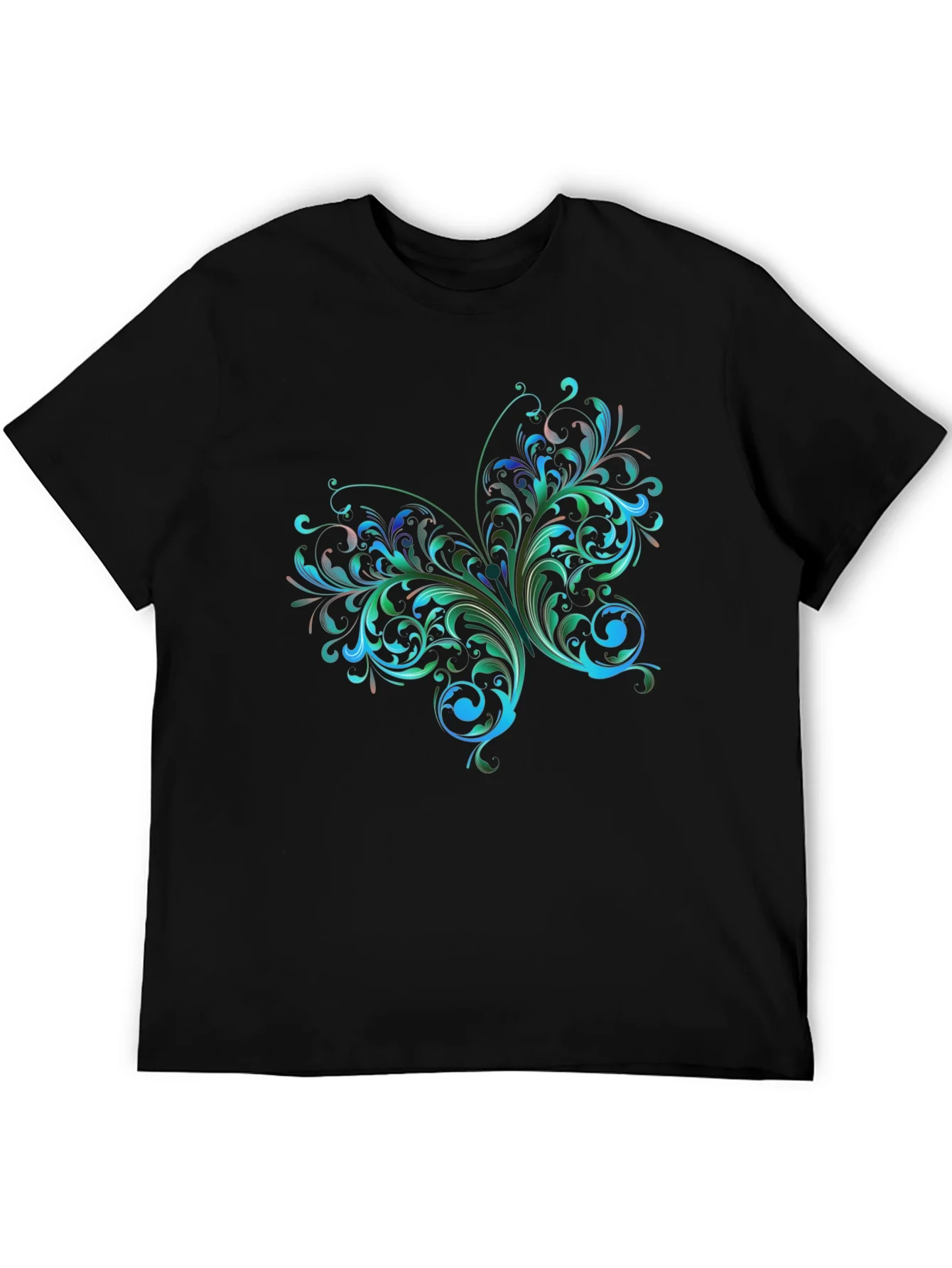 Rebbecca Stylish Black T-Shirt with Floral Butterfly Design