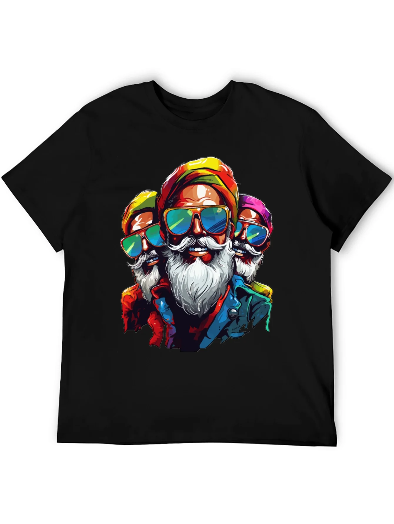 Camiseta Negra con Dise?o de Tres Reyes Magos Modernos