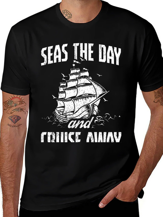 Rebbecca Seas The Day Cruise Away Black Graphic Tee