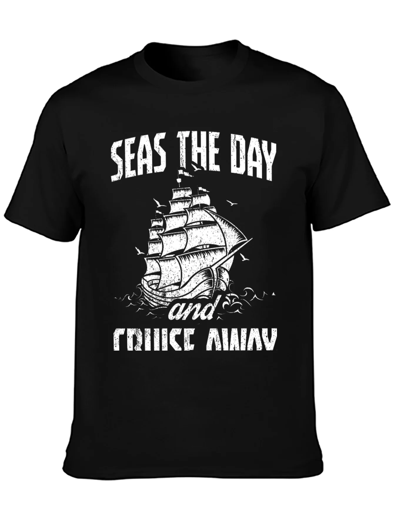 Rebbecca Seas The Day Cruise Away Black Graphic Tee