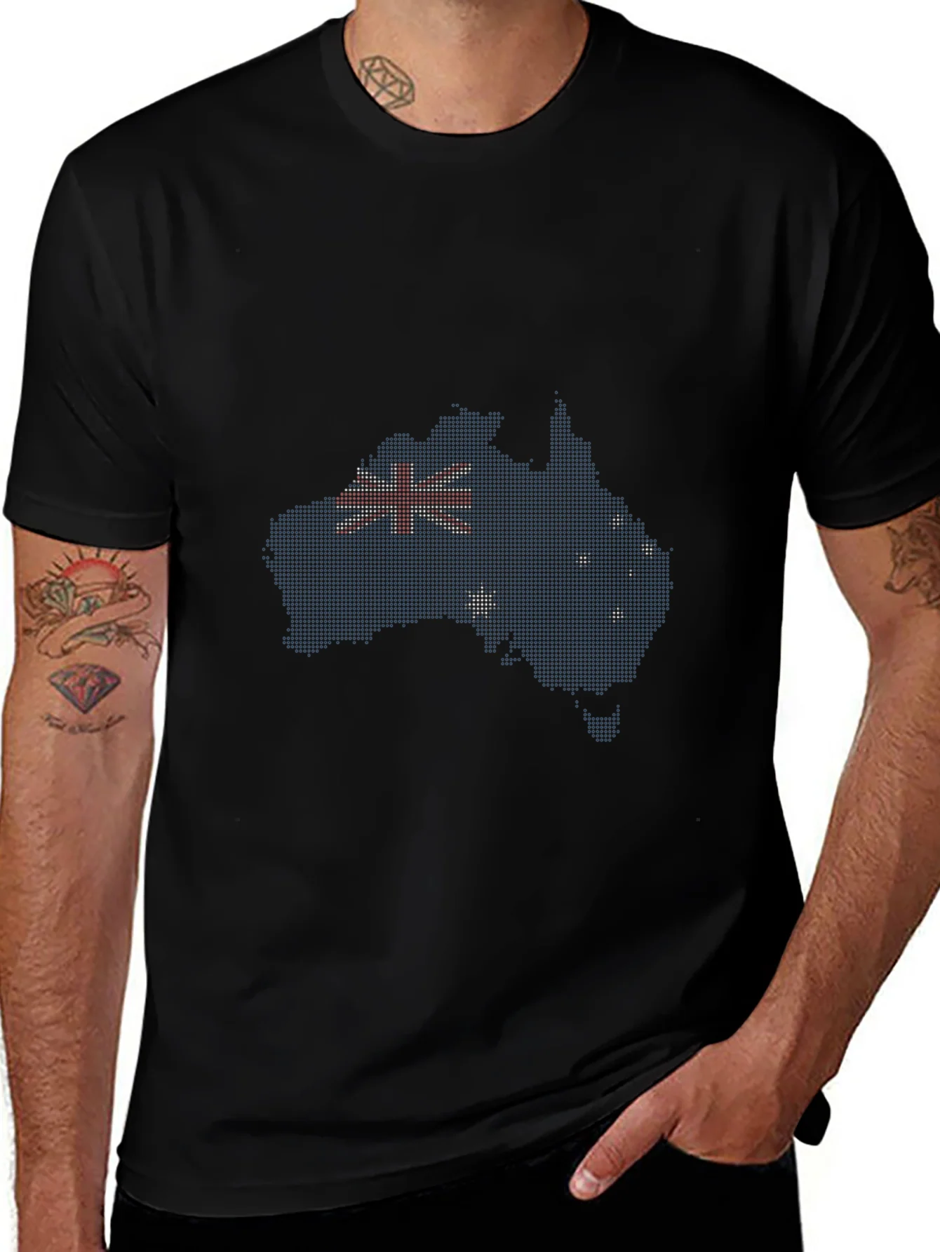 Camiseta Negra Dise?o Australia Bandera Australiana