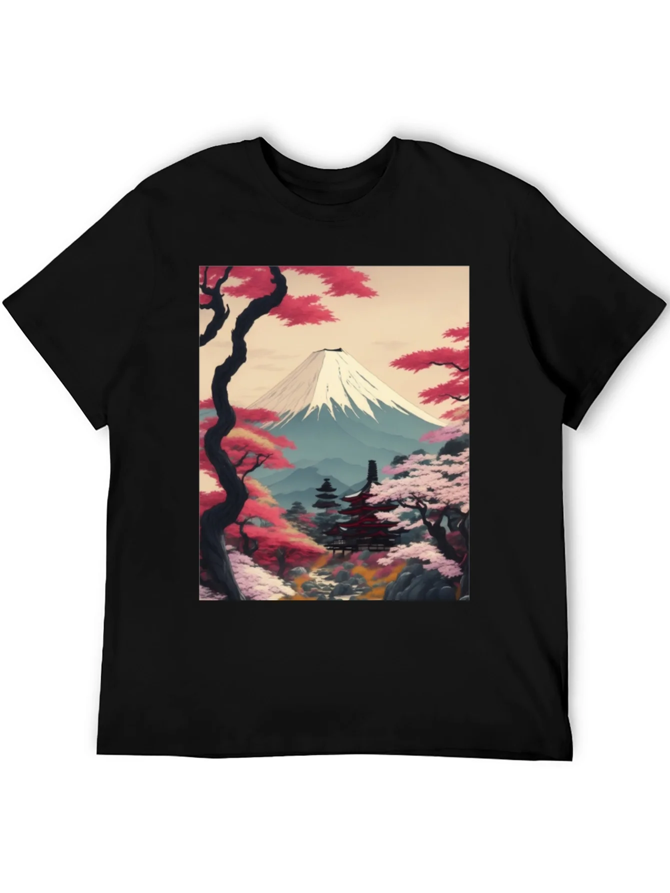 Camiseta Negra con Dise?o Japon¨¦s