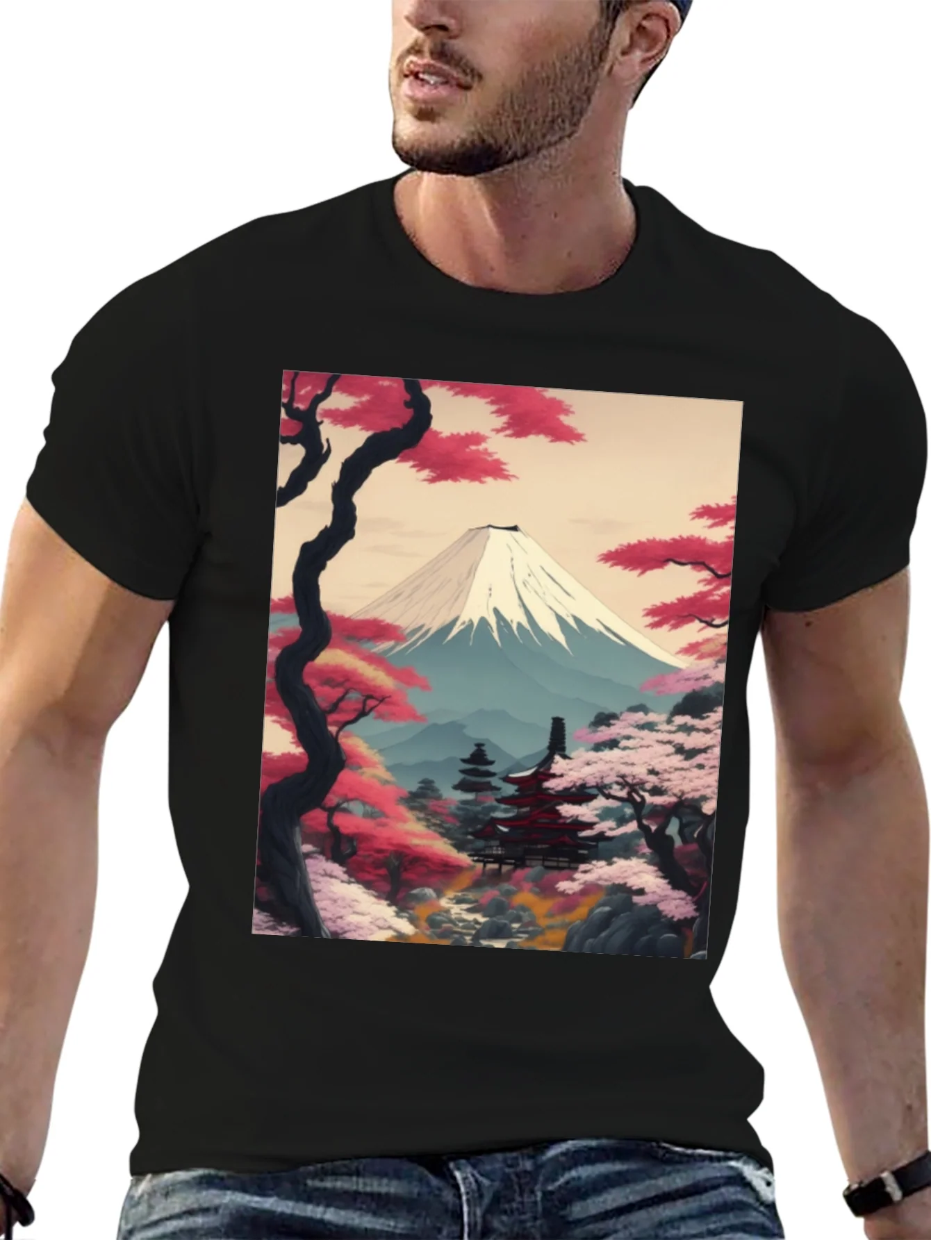 Camiseta Negra con Dise?o Japon¨¦s
