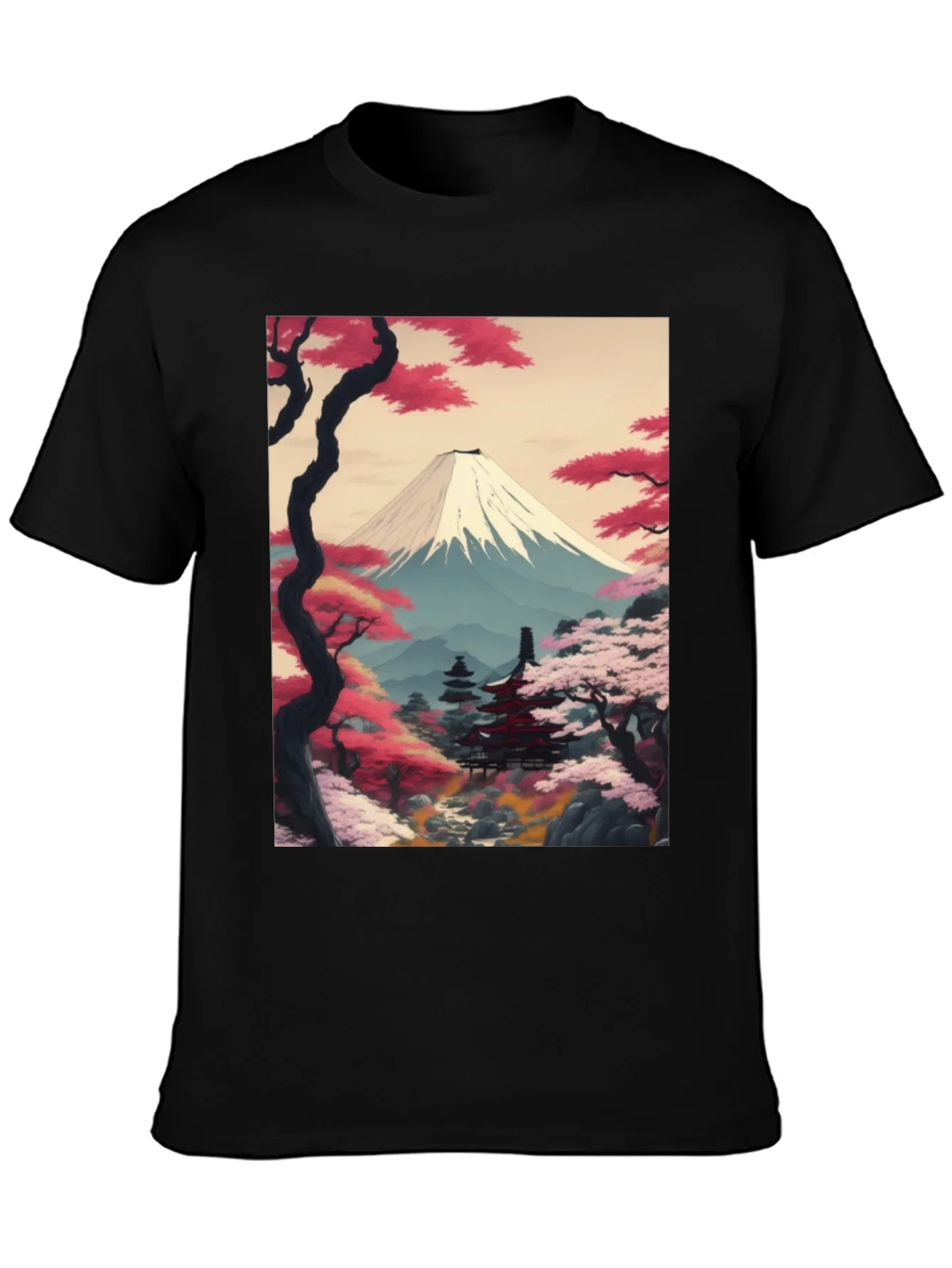 Camiseta Negra con Dise?o Japon¨¦s