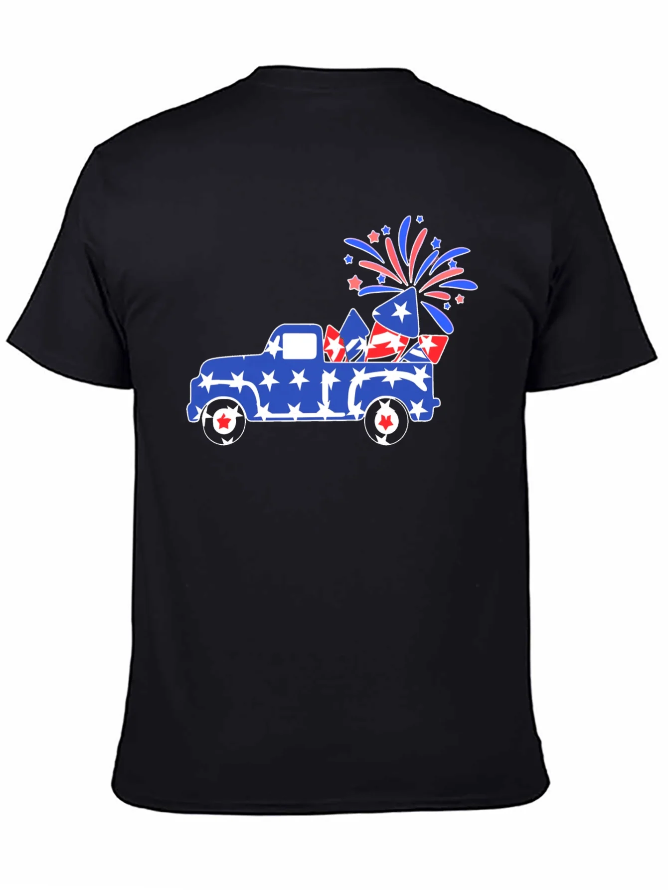 Camiseta Negra con Dise?o Festivo Camioneta Americana