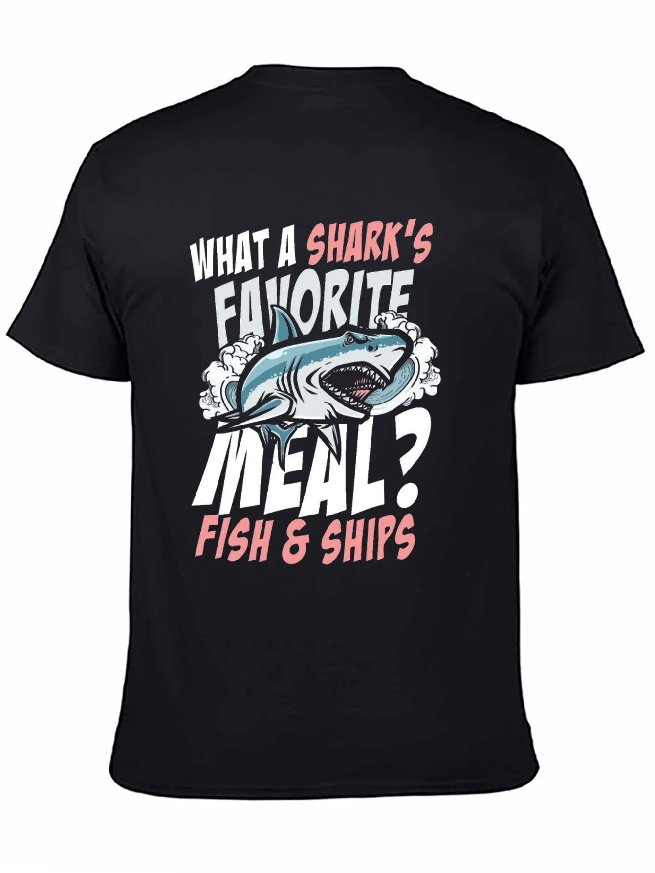 Camiseta Negra Humor Tibur¨®n - ?Fish & Ships!