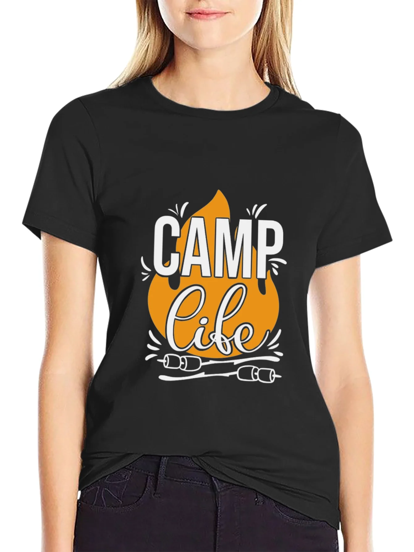 Rebbecca Camp Life T-Shirt - Black Camping Tee