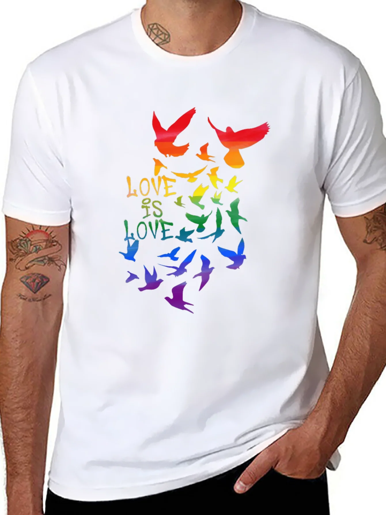Rebbecca Love is Love Rainbow Birds Graphic Tee