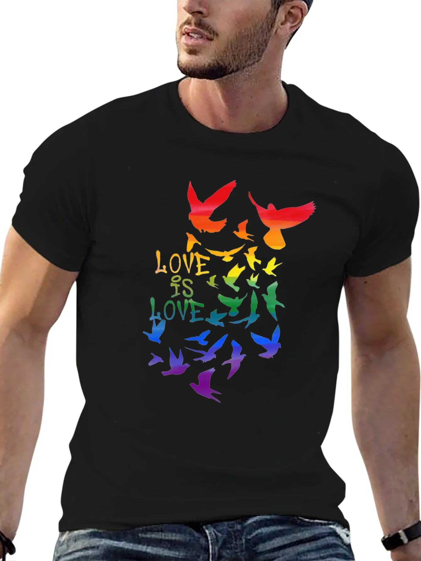 Rebbecca Love is Love Rainbow Birds Graphic Tee