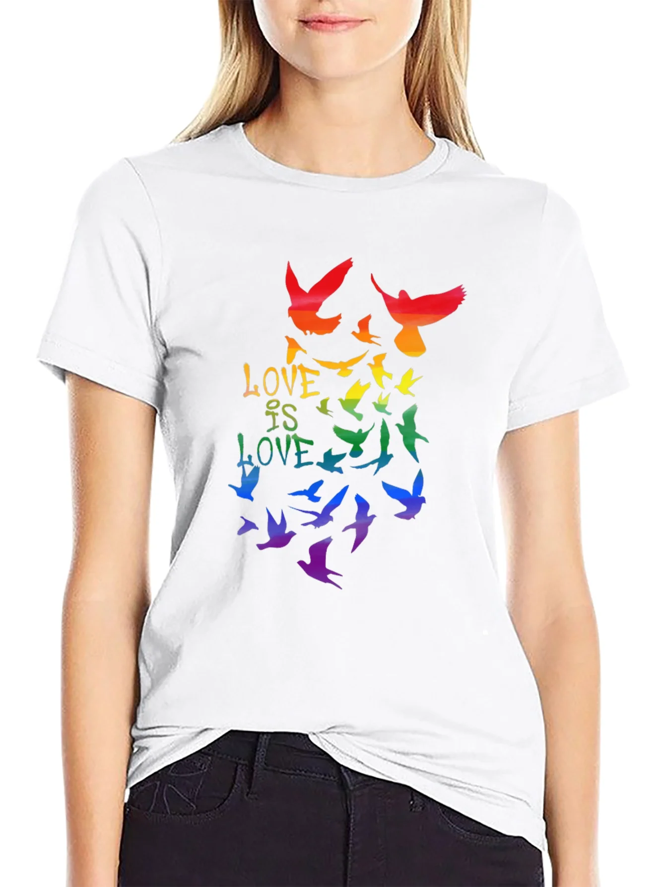 Rebbecca Love is Love Rainbow Birds Graphic Tee