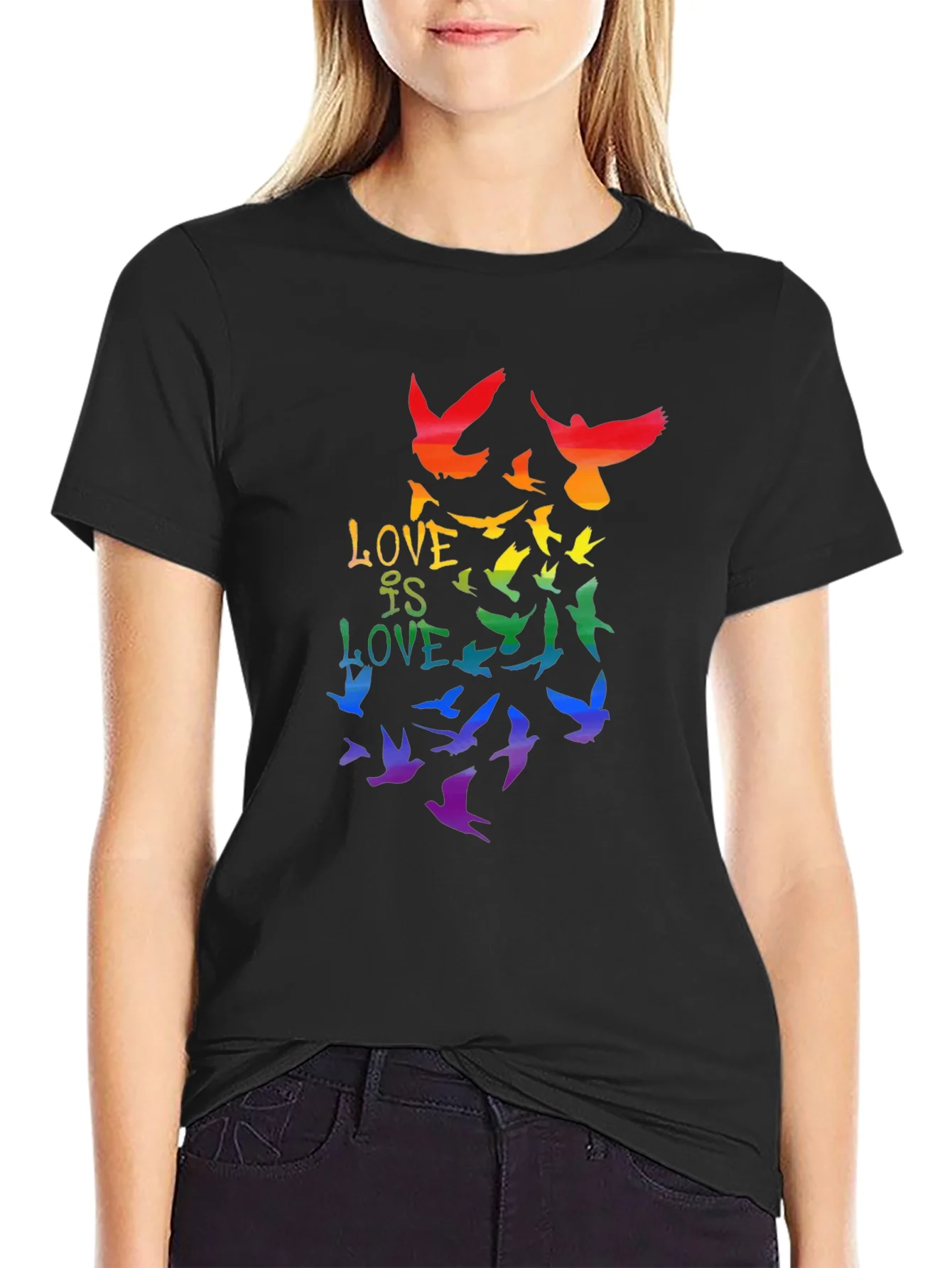 Rebbecca Love is Love Rainbow Birds Graphic Tee