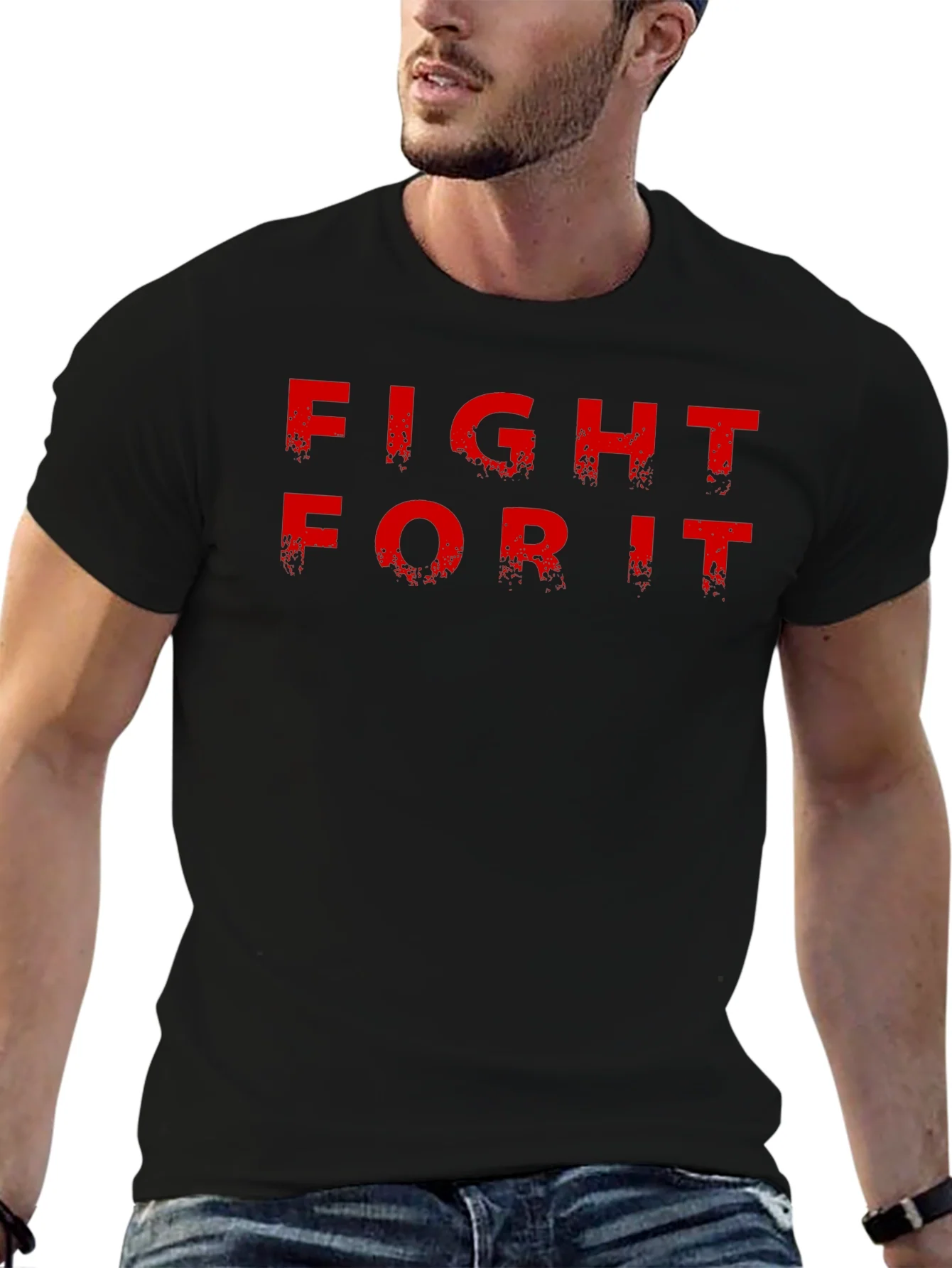 Camiseta Negra Fight For It para Hombre
