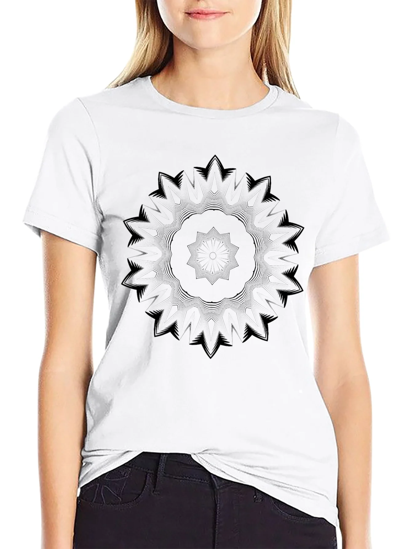 Camiseta Negra Mandala Hombre Casual